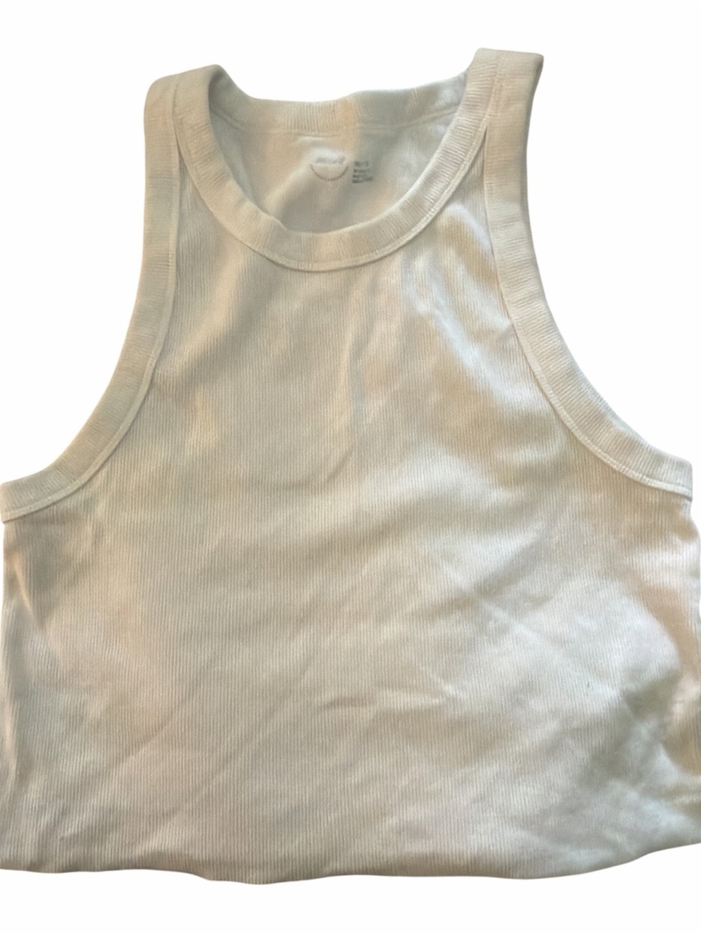 Aerie White Ribbed Crop Tank Top